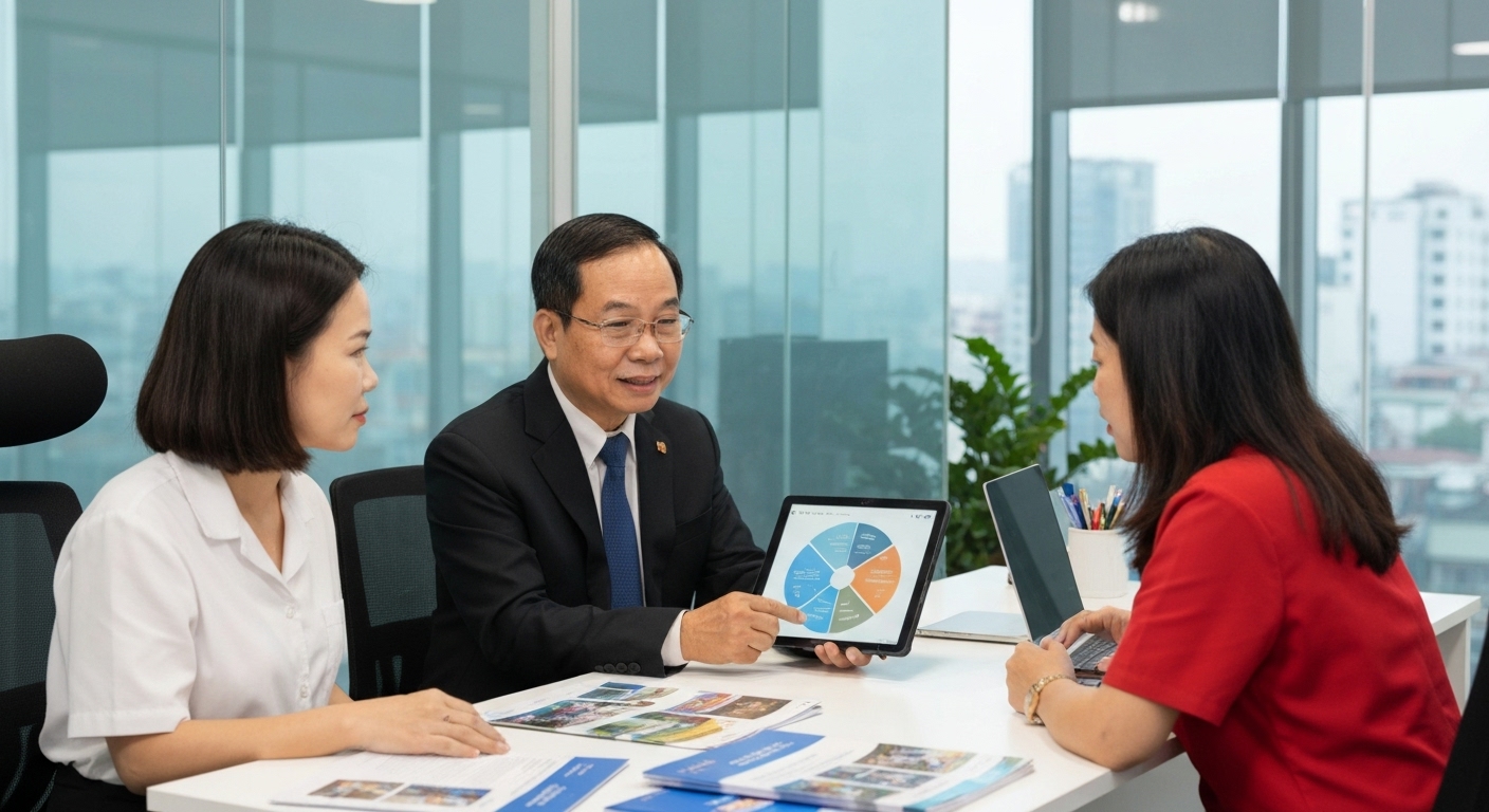 Chuyên gia giáo dục tư vấn lộ trình đào tạo nhân lực trình độ cao cho sinh viên.