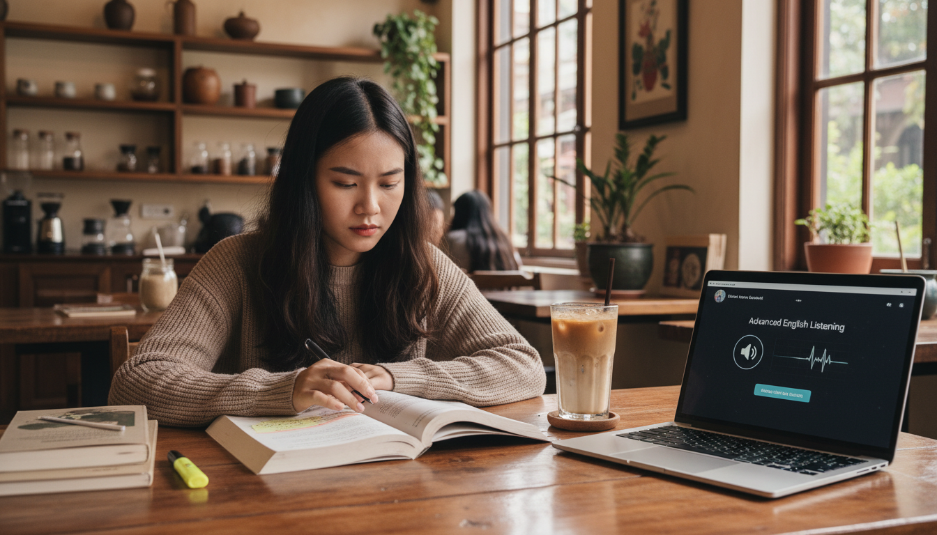 Học sinh hệ GDTX tập trung ôn luyện chứng chỉ tiếng Anh IELTS để đi du học.