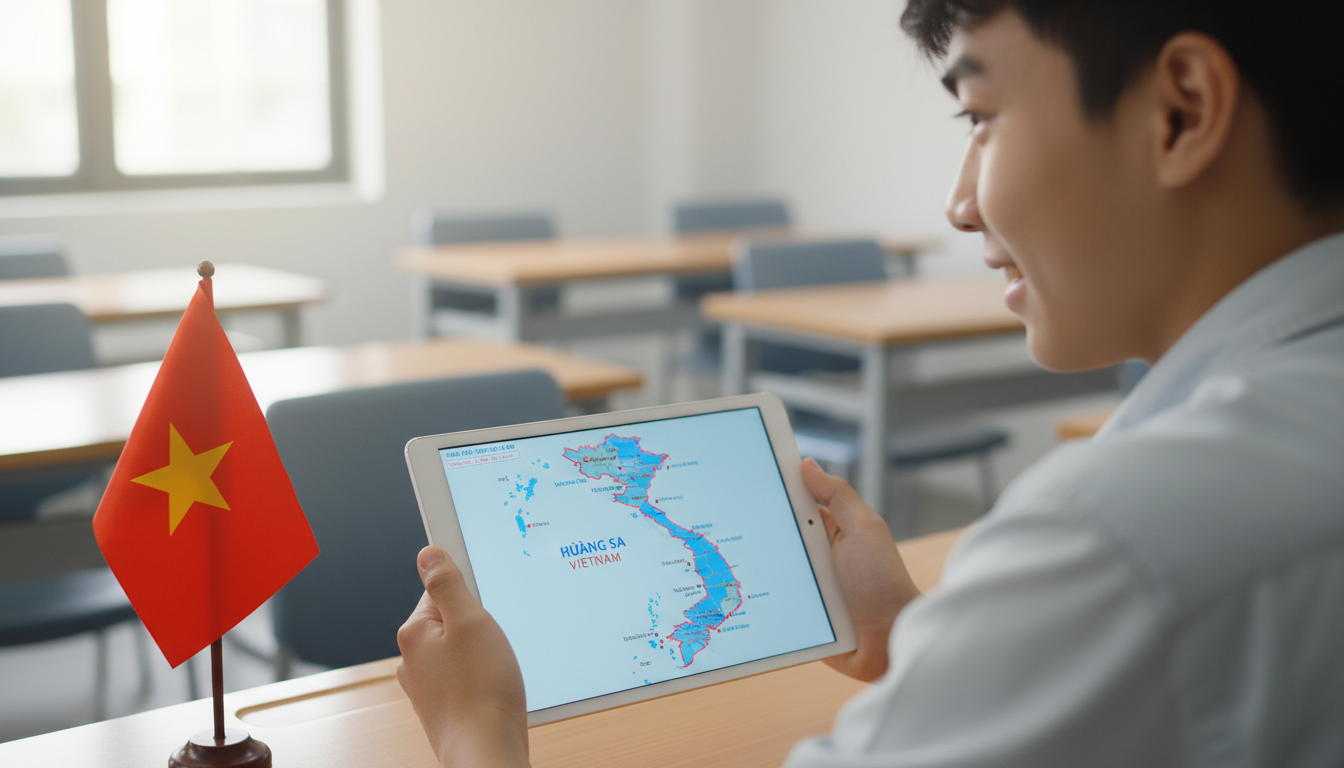 Sinh viên Việt Nam tìm hiểu về chủ quyền biển đảo và trách nhiệm công dân trong giờ học.